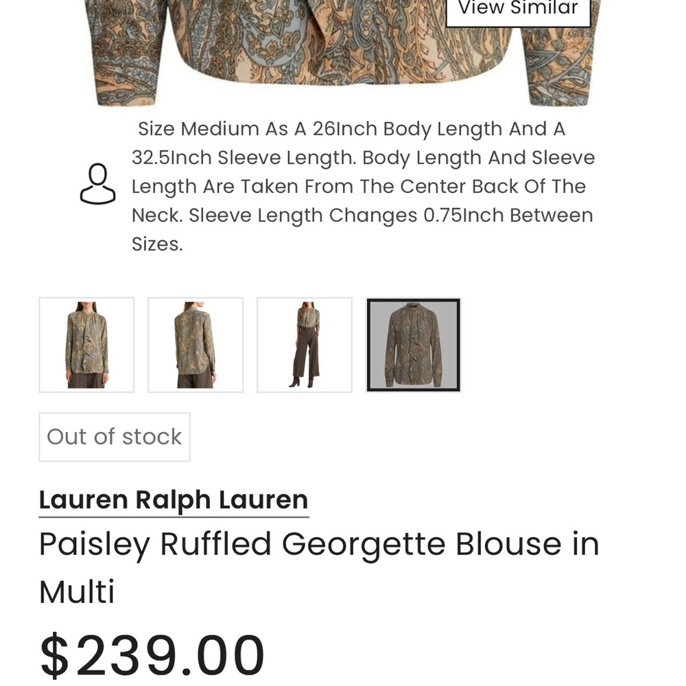 Lauren Ralph Paisley Ruffled Georgette Blouse in Multi - Picture 6 of 7